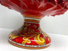 Portavaso Mezza Pigna Ceramica Caltagirone cm H.20 L.20 Artigianale Rosso Base Decorata Giglio DD CERAMICHE SICILIANE