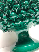 Portavaso Mezza Pigna Ceramica Caltagirone cm H.20 L.20 Artigianale Verde Cristallo DD CERAMICHE SICILIANE
