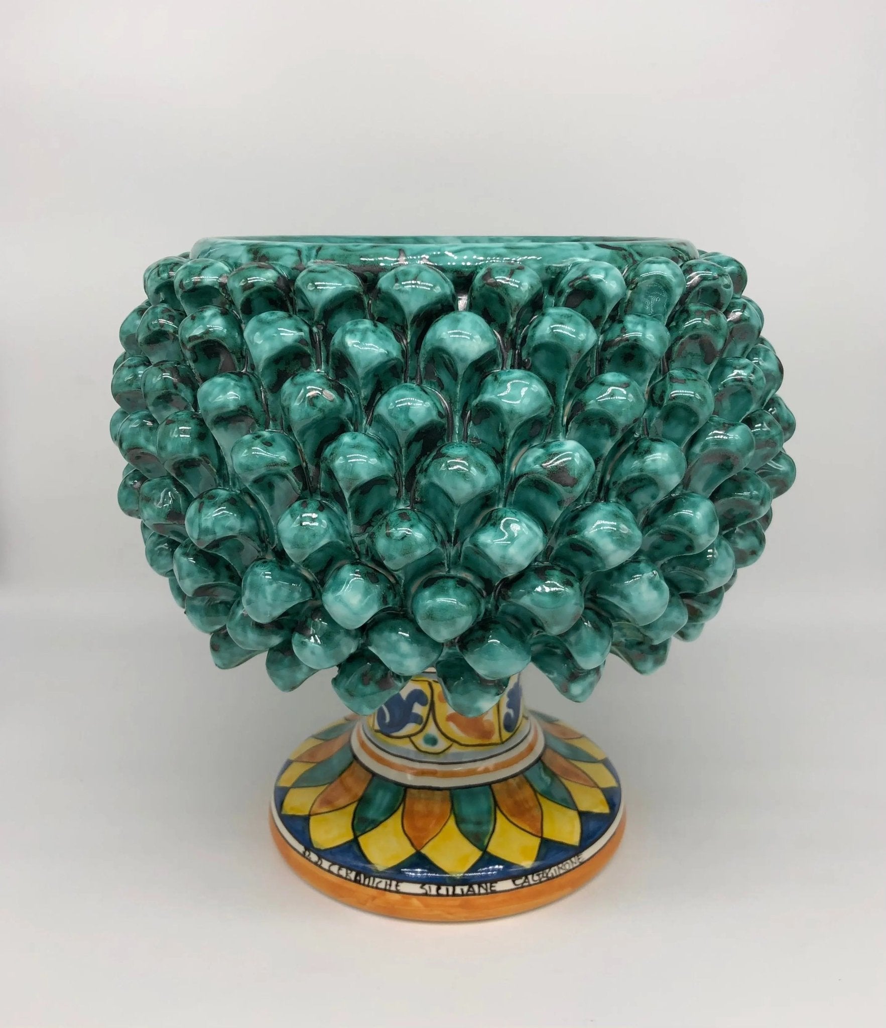 Portavaso Mezza Pigna Ceramica Caltagirone cm H.25 L.25 Artigianale – DD  Ceramiche Siciliane