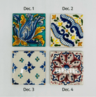 SET 4 Maioliche Ceramica Caltagirone cm 10x10 Piastrelle decorate a mano - DD CERAMICHE SICILIANE
