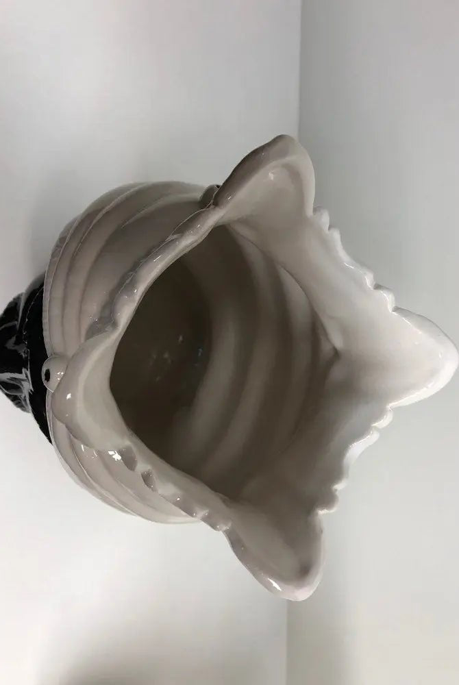 Teste di Moro Afro Ceramica Caltagirone cm H.25 L.17 Artigianale Bicolore Bianco Nero - DD CERAMICHE SICILIANE
