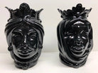 Teste di Moro Afro Ceramica Caltagirone cm H.25 L.17 Artigianale Nero Lucido - DD CERAMICHE SICILIANE