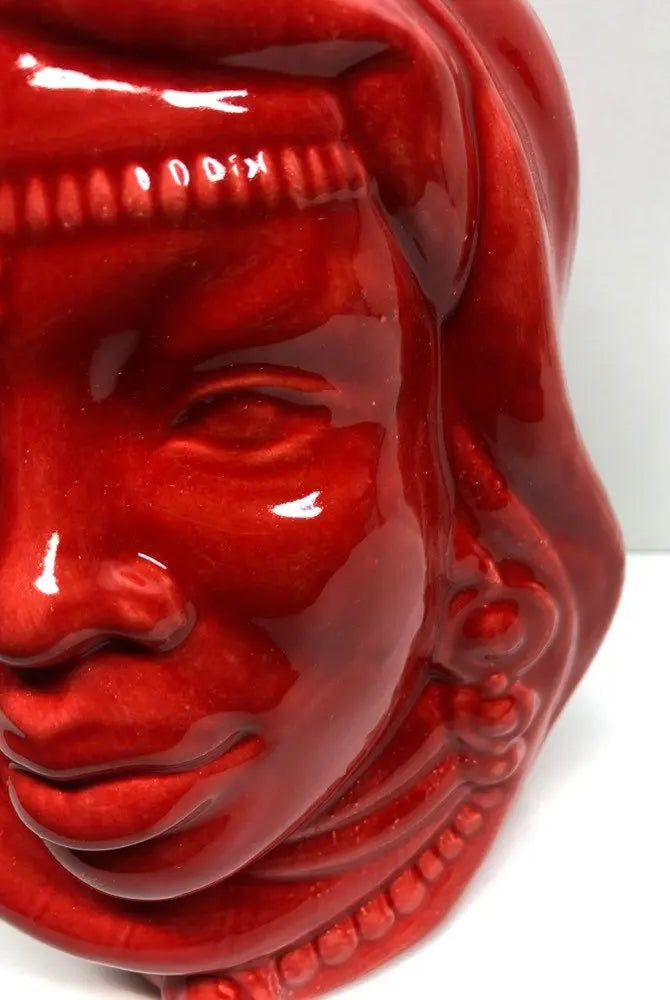 Teste di Moro Afro Ceramica Caltagirone cm H.25 L.17 Artigianale Rosso - DD CERAMICHE SICILIANE