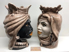 Teste di Moro Afro Ceramica Caltagirone cm H.35 L.23 Artigianale Beige Écru - DD CERAMICHE SICILIANE