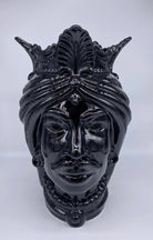 Teste di Moro Afro Ceramica Caltagirone cm H.37 L.24 Artigianale Nero Lucido - DD CERAMICHE SICILIANE