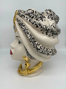 Teste di Moro Atena Ceramica Caltagirone cm H.30 L.23 Artigianale Bianco Decoro Barocco Oro - DD CERAMICHE SICILIANE