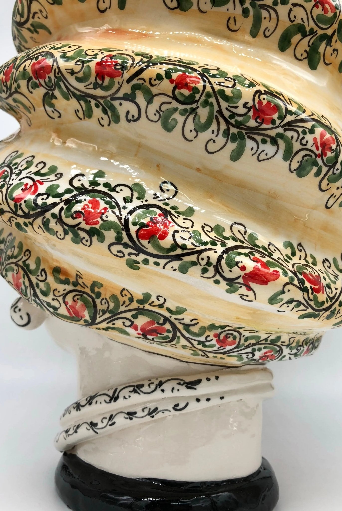 Teste di Moro Atena Ceramica Caltagirone cm H.40 L.28 Artigianale Decoro Floreale - DD CERAMICHE SICILIANE