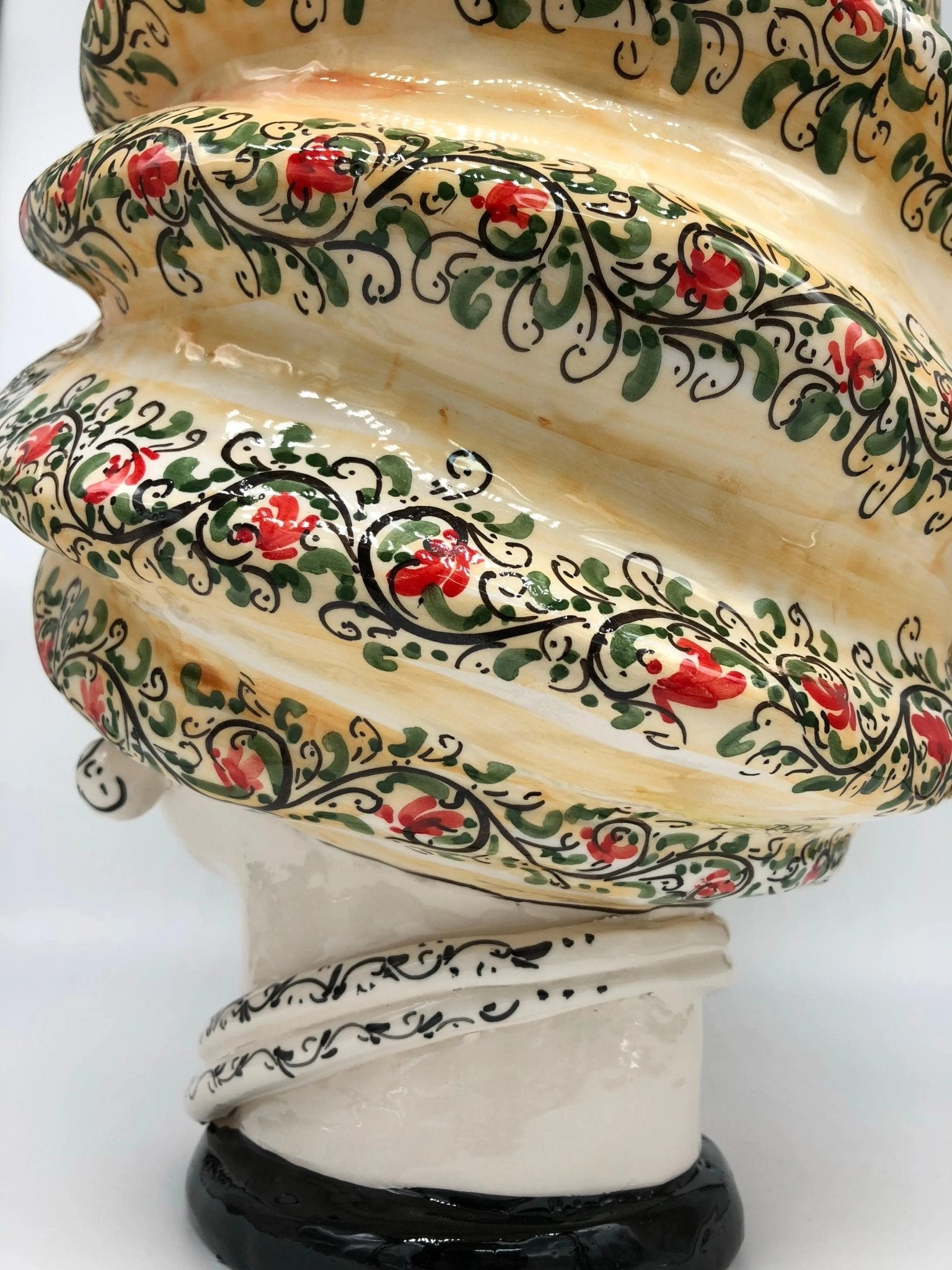 Teste di Moro Atena Ceramica Caltagirone cm H.40 L.28 Artigianale Decoro Floreale - DD CERAMICHE SICILIANE