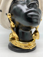 Teste di Moro Atena Ceramica Caltagirone cm H.40 L.28 Artigianale Écru Nero Oro - DD CERAMICHE SICILIANE