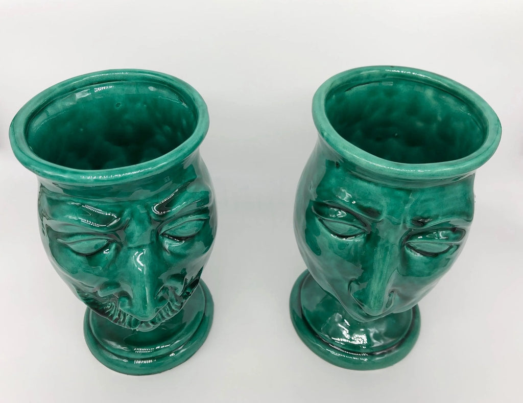 Teste di Moro Carité Ceramica Caltagirone cm H.22 L.12 Artigianale Linea New Age Verde - DD CERAMICHE SICILIANE