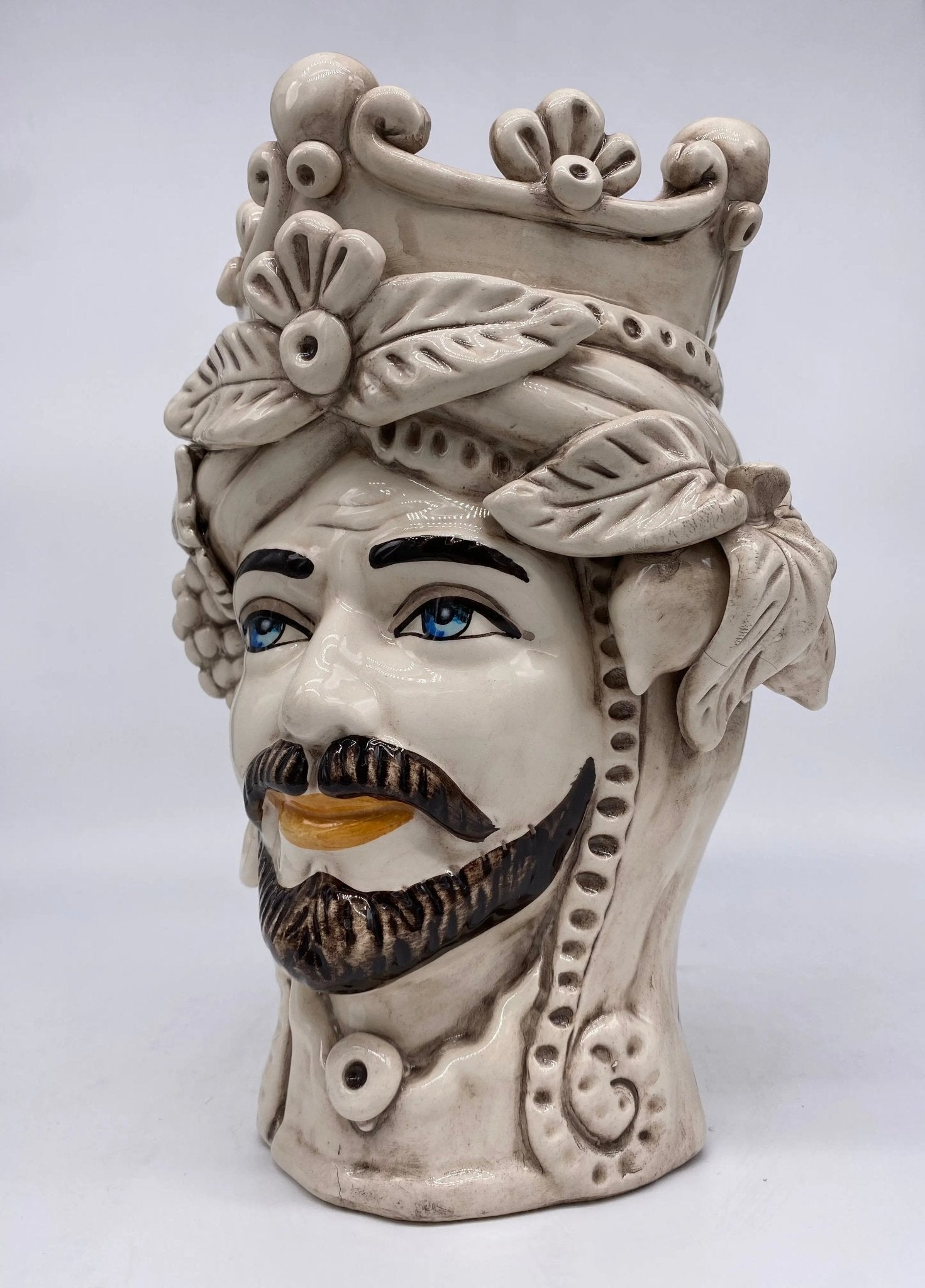 Testa di Moro con corona in ceramica di Caltagirone h ca. 29 cm OPZIONE  VARIANTE SELEZIONATA Uomo