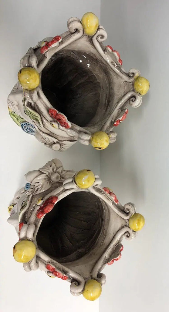 Teste di Moro Classica Corona Sfere Giallo Ceramica Caltagirone cm H.28 L.20 Artigianale - DD CERAMICHE SICILIANE