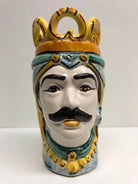 Teste di Moro Corona Ceramica Caltagirone cm H.17 L.7 Artigianale Colorazione Tradizionale - DD CERAMICHE SICILIANE