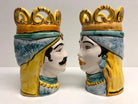 Teste di Moro Corona Ceramica Caltagirone cm H.17 L.7 Artigianale Colorazione Tradizionale - DD CERAMICHE SICILIANE