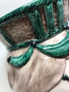 Teste di Moro Corona Retta Ceramica Caltagirone cm H.38 L.24 Artigianale dettagli Verde Acqua - DD CERAMICHE SICILIANE