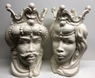Teste di Moro Emiro Ceramica Caltagirone cm H.45 L.29 Artigianale Bianco Opaco - DD CERAMICHE SICILIANE