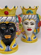 Teste di Moro Girun Ceramica Caltagirone cm H.29 L.20 Artigianale Decorazione Siciliana - DD CERAMICHE SICILIANE