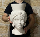 Teste di Moro Iris Ceramica Caltagirone cm H.40 L.23 Artigianale Bianco - DD CERAMICHE SICILIANE