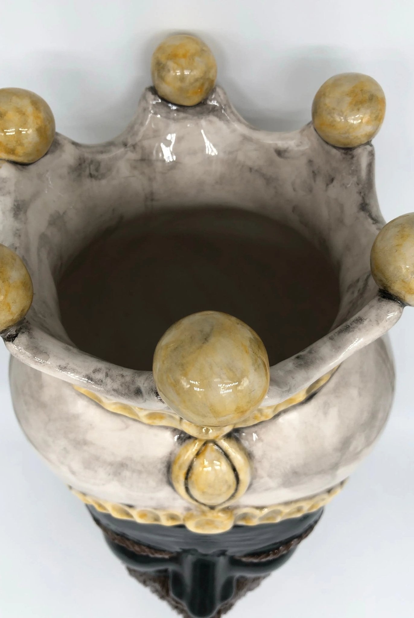 Teste di Moro Luis Ceramica Caltagirone cm H.44 L.23 Artigianale Turbante Liscio Écru Giallo - DD CERAMICHE SICILIANE