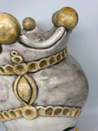 Teste di Moro Luis Ceramica Caltagirone cm H.44 L.23 Artigianale Turbante Liscio Écru Giallo - DD CERAMICHE SICILIANE