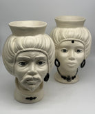 Teste di Moro Mediterraneo Ceramica Caltagirone cm H.29 L.22 Artigianale Bianco Opaco - DD CERAMICHE SICILIANE