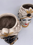 Teste di Moro Moresca Ceramica Caltagirone cm H.28 L.19 Artigianale Barocco Ocra - DD CERAMICHE SICILIANE
