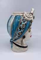 Teste di Moro Moresca Ceramica Caltagirone cm H.28 L.19 Artigianale Decorazione 2020 Blu - DD CERAMICHE SICILIANE