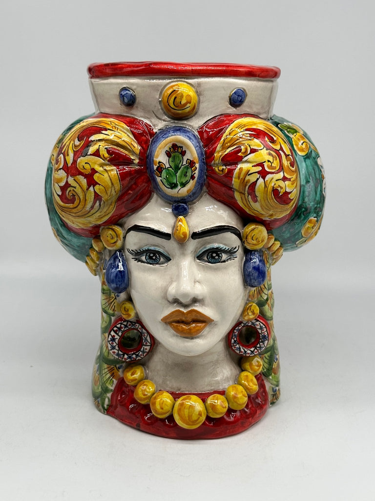 Teste di Moro Persia Ceramica Caltagirone cm H.30 L.22 Artigianale Decorazione “Carretto” - DD CERAMICHE SICILIANE