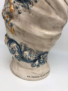 Teste di Moro Saturno Ceramica Caltagirone cm H.37 L.22 Artigianale Barocco Ocra Blu - DD CERAMICHE SICILIANE