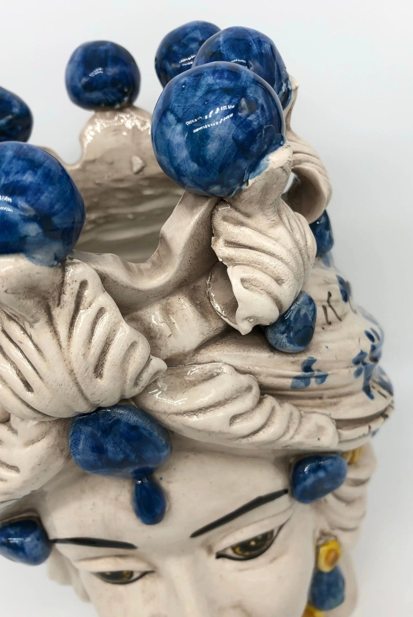 Teste di Moro Seicento Ceramica Caltagirone cm H.30 L.20 Artigianale Blu - DD CERAMICHE SICILIANE