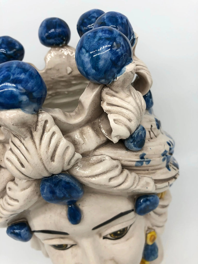 Teste di Moro Seicento Ceramica Caltagirone cm H.30 L.20 Artigianale Blu - DD CERAMICHE SICILIANE