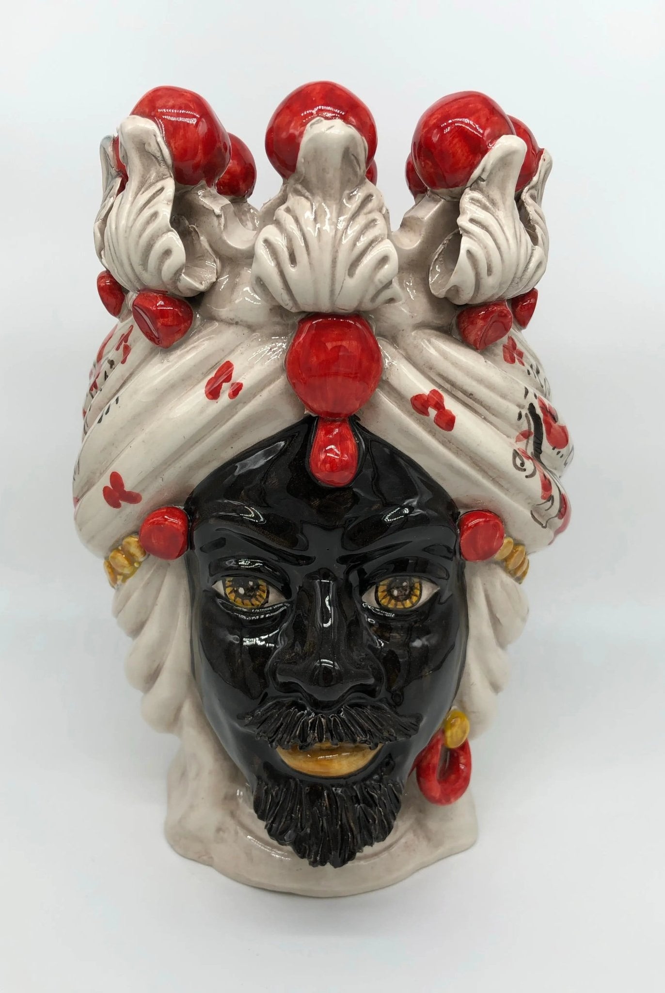 Teste di Moro Seicento Ceramica Caltagirone cm H.30 L.20 Artigianale Rosso - DD CERAMICHE SICILIANE