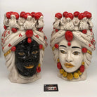 Teste di Moro Seicento Ceramica Caltagirone cm H.30 L.20 Artigianale Rosso - DD CERAMICHE SICILIANE